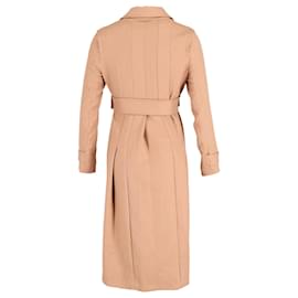 Maje-Maje Gump Pleated Trench Coat in Beige Polyester-Brown,Beige