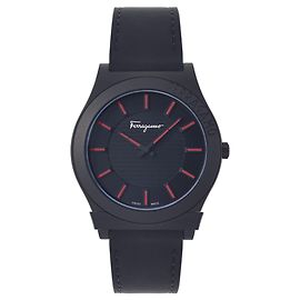 Salvatore Ferragamo Gancini Leather Watch Black