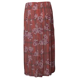 Gucci-Gucci Floral Print Pleated Skirt in Pink Silk-Pink