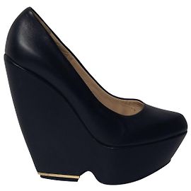 Plateforme compensée Nicholas Kirkwood en cuir noir Noir