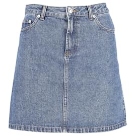 Apc-A.P.C Mini Skirt in Blue Cotton Denim -Blue