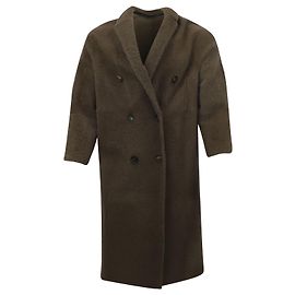 Brunello Cucinelli Double Breasted Shearling Reversible Coat in Brown Sheep Skin Brown