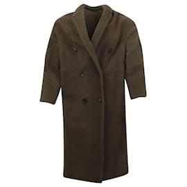Brunello Cucinelli-Brunello Cucinelli Double Breasted Shearling Reversible Coat in Brown Sheep Skin-Brown