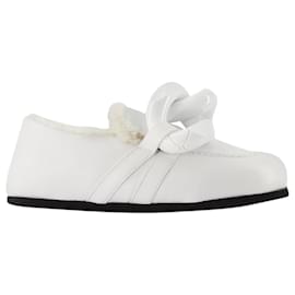 JW Anderson-Chain Loafers Close Back in White Leather-White