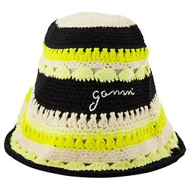 Ganni Chapéu de palha de crochê em algodão amarelo Amarelo