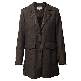 Nanushka Houndstooth Print Oversized Blazer in Brown Polyester  Brown