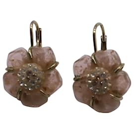 Swarovski-Pendants d'oreilles à motif floral Swarovski en cristal rose-Rose