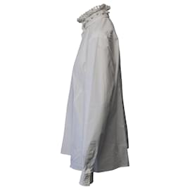 Valentino-Blusa gola alta com babados Valentino em algodão branco-Branco