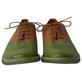Maison Martin Margiela-Maison Margiela Lace Up Loafers in Tan Leather-Brown,Beige