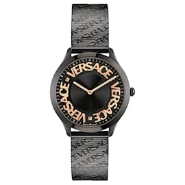 Versace-Montre-bracelet Halo à logo Versace-Noir