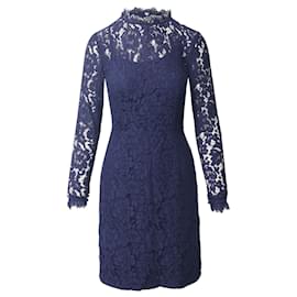 Temperley London-Temperley London Lace Sheath Dress in Navy Blue Cotton -Navy blue