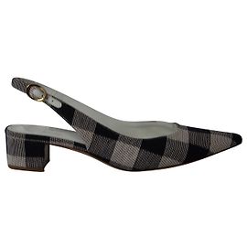 Mansur Gavriel Checked Slingback Pumps in Multicolor Canvas Other Python print