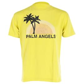 Palm Angels-Palm Angels Sunset Print T-shirt in Yellow Cotton -Yellow
