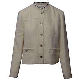 Sandro Paris Veste Sissi Tweed en Acrylique Ecru Blanc Écru