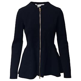 Stella Mc Cartney Stella McCartney Langarm-Schößchen-Bluse aus schwarzer Viskose Schwarz