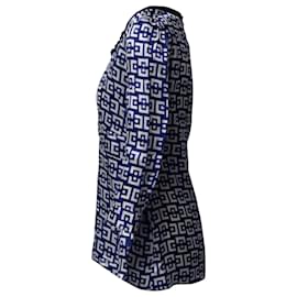 Marni-Marni Geometrisch bedruckte Bluse aus blauer und weißer Viskose-Andere
