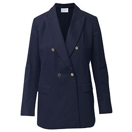 Sandro Paris gefütterter Einreiher-Blazer aus marineblauer Baumwolle Blau Marineblau
