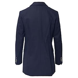 Sandro-Sandro Paris Double-Breasted Blazer in Navy Cotton -Blue,Navy blue