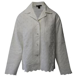 Louis Vuitton-Camicia pigiama Louis Vuitton Broderie Anglaise Monogram in lino bianco-Bianco