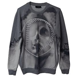 Givenchy Baseball Print Skull Sweater aus grauer Baumwolle Grau