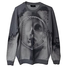 Givenchy-Suéter de algodón gris con calavera y estampado de béisbol de Givenchy-Gris