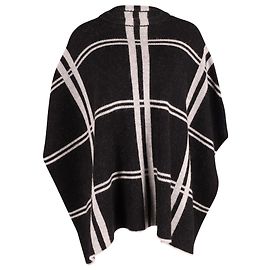 Iris & Ink Karierter Poncho aus schwarzer Merinowolle Andere