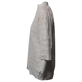 Tory Burch-Blusa tipo túnica con ojales en algodón blanco de Tory Burch-Blanco