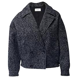 Céline-Celine Double-Breasted Blouson Jacket in Black Wool-Black