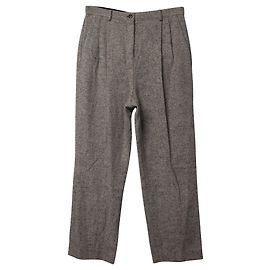 Tory Burch Tweed Trousers in Grey Linen Wool Grey