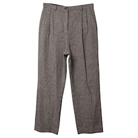 Tory Burch-Tory Burch Tweed Trousers in Grey Linen Wool-Grey