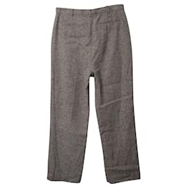 Tory Burch-Tory Burch Tweed Trousers in Grey Linen Wool-Grey