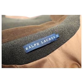 Ralph Lauren-Ralph Lauren Long Military Coat in Khaki Wool-Green,Khaki