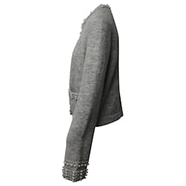 Maje-Maje Perlverzierter Cardigan aus grauem Acryl-Grau