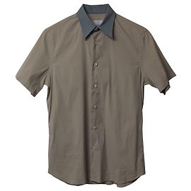 Prada Short Sleeve Button Front Shirt in Blue and Beige Cotton  Other Python print