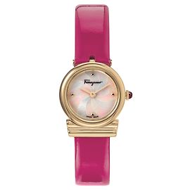 Salvatore Ferragamo Gancini Perlmuttuhr Golden Metallisch