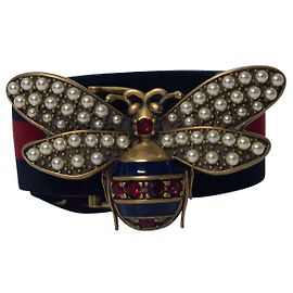 Cinto Gucci Queen Margaret em lona de sarja azul marinho/vermelho Multicor