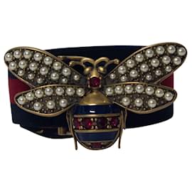 Gucci-Gucci Queen Margaret Belt in Navy Blue/Red Twill Canvas-Multiple colors