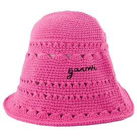 Ganni Chapéu de palha de crochê em algodão rosa Rosa