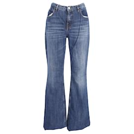 Victoria Beckham-Victoria Beckham Jeans mit ausgestelltem Saum aus blauem Baumwolldenim-Blau