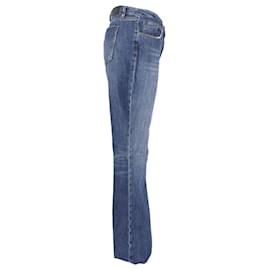 Victoria Beckham-Victoria Beckham Flared Hem Jeans in Blue Cotton Denim -Blue