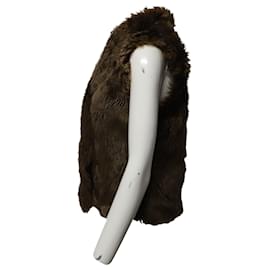 Joseph-Joseph Faux Fur Vest in Brown Leather-Brown