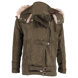 Altuzarra Zypern Pelzkapuzenparka aus khakigrünem Nylon Grün Khaki