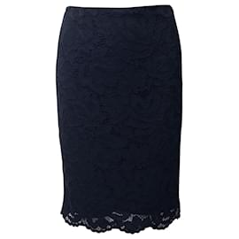 Sandro-Sandro Paris Lace Pencil Skirt in Black Cotton -Black