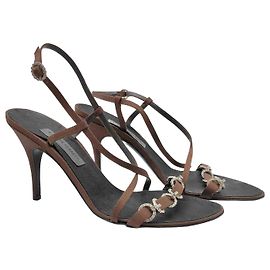 Alberta Ferretti sandals in brown with silver crystal trim Brown