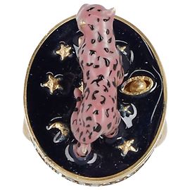 Dior Resin Leopard Anello impreziosito in metallo dorato D'oro