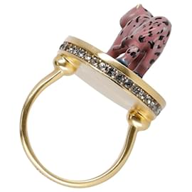 Dior-Dior Resin Leopard Embellished Ring in Gold Metal -Golden