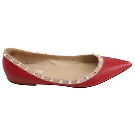 Valentino Garavani Rockstud Ballerinas aus rotem Leder Rot