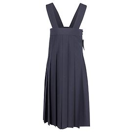 Comme Des Garcons Plissee-Latzkleid in Midilänge aus marineblauer Wolle Blau Marineblau