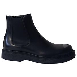 Bota Chelsea Neil Barrett com bico de metal em couro de bezerro Vitello preto Preto