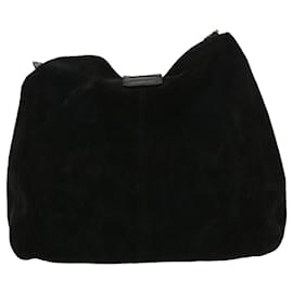 Fendi-FENDI Mamma Baguette Shoulder Bag Suede Black Auth ki2374-Black